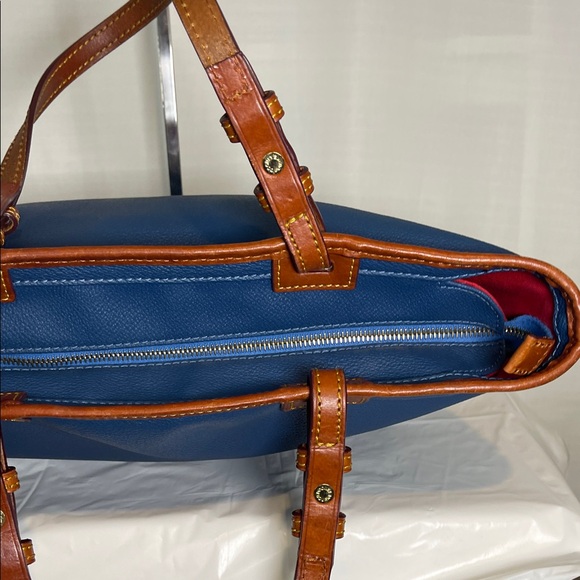 Dooney & Bourke Blue Tote with Brown Trim - Picture 9 of 16